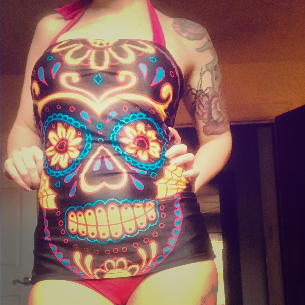 Too Fast Sugar Skull Bathing Suit